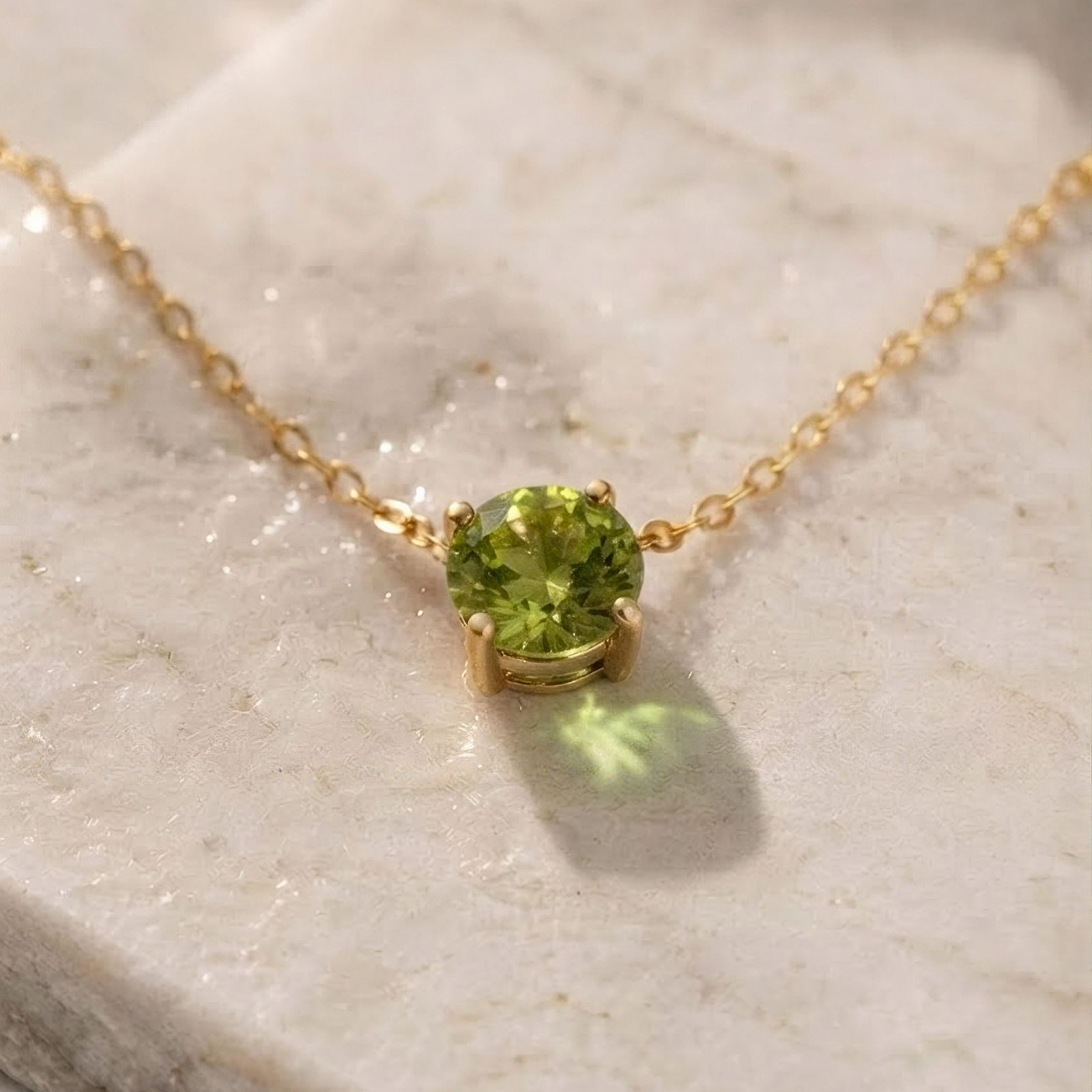 August Peridot Birthstone Necklace