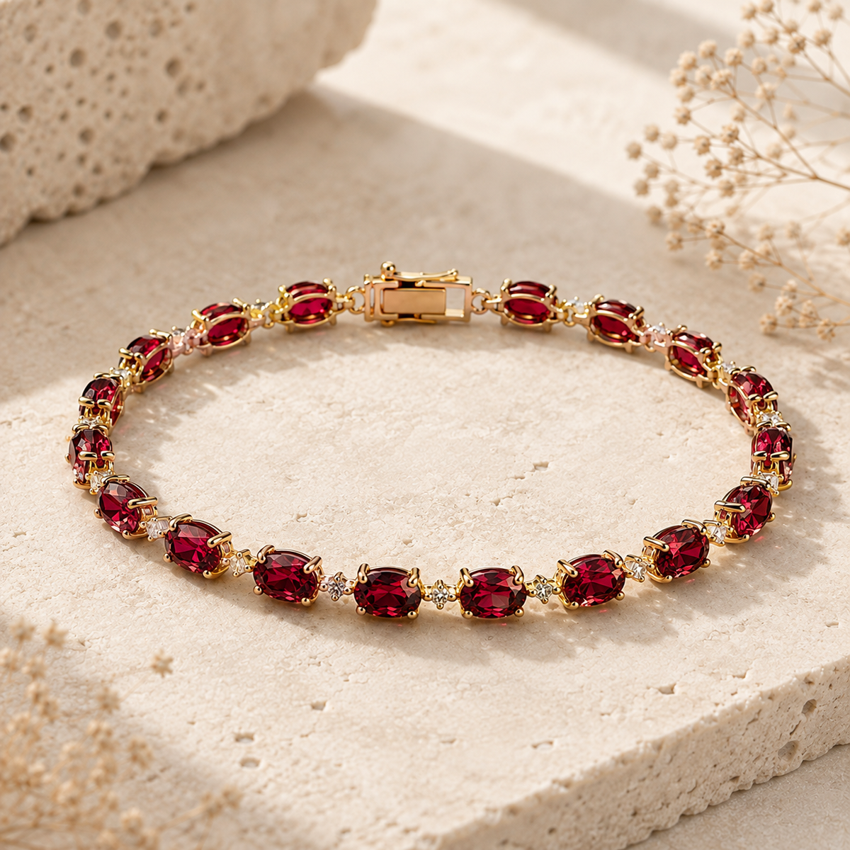 Celestial Gemstone Bracelet – Crimson