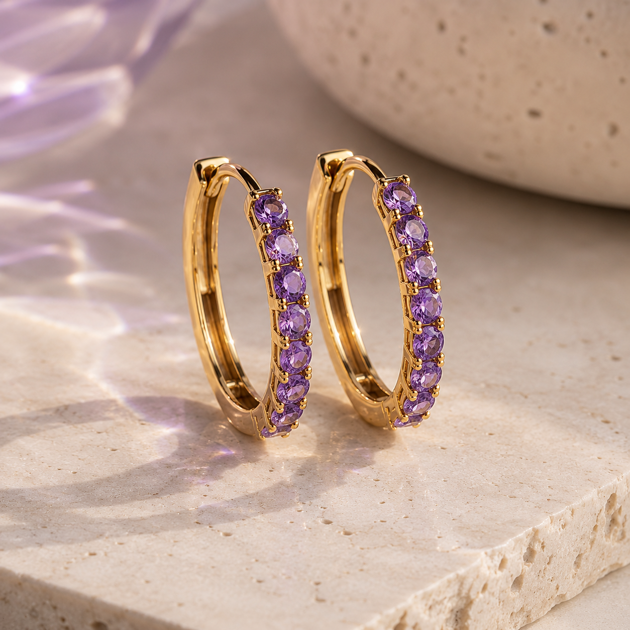 Celestial Gemstone Hoop Earrings