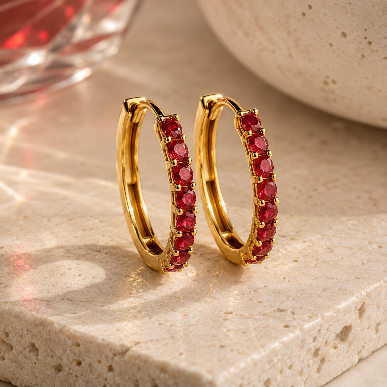 Celestial Gemstone Hoop Earrings