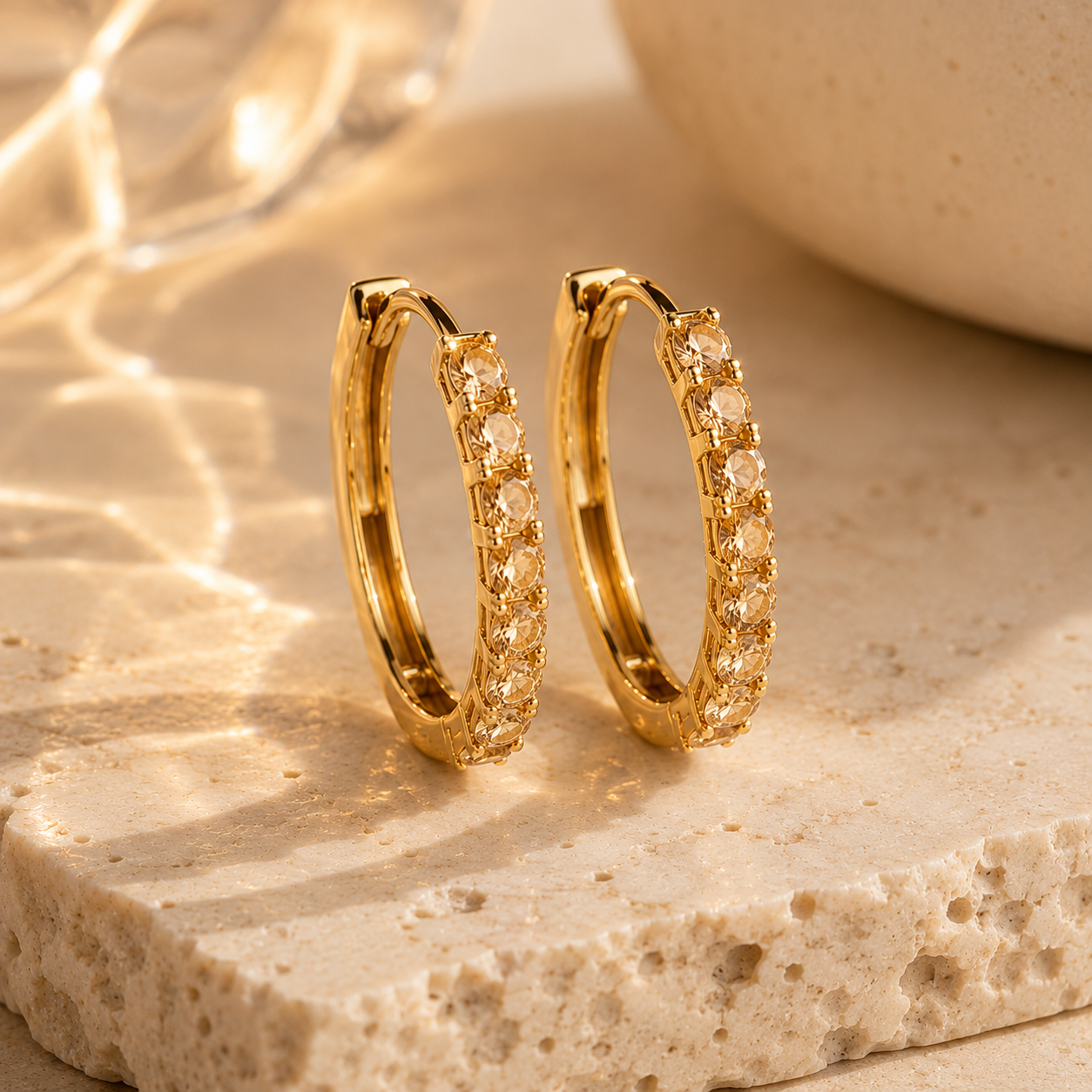 Celestial Gemstone Hoop Earrings
