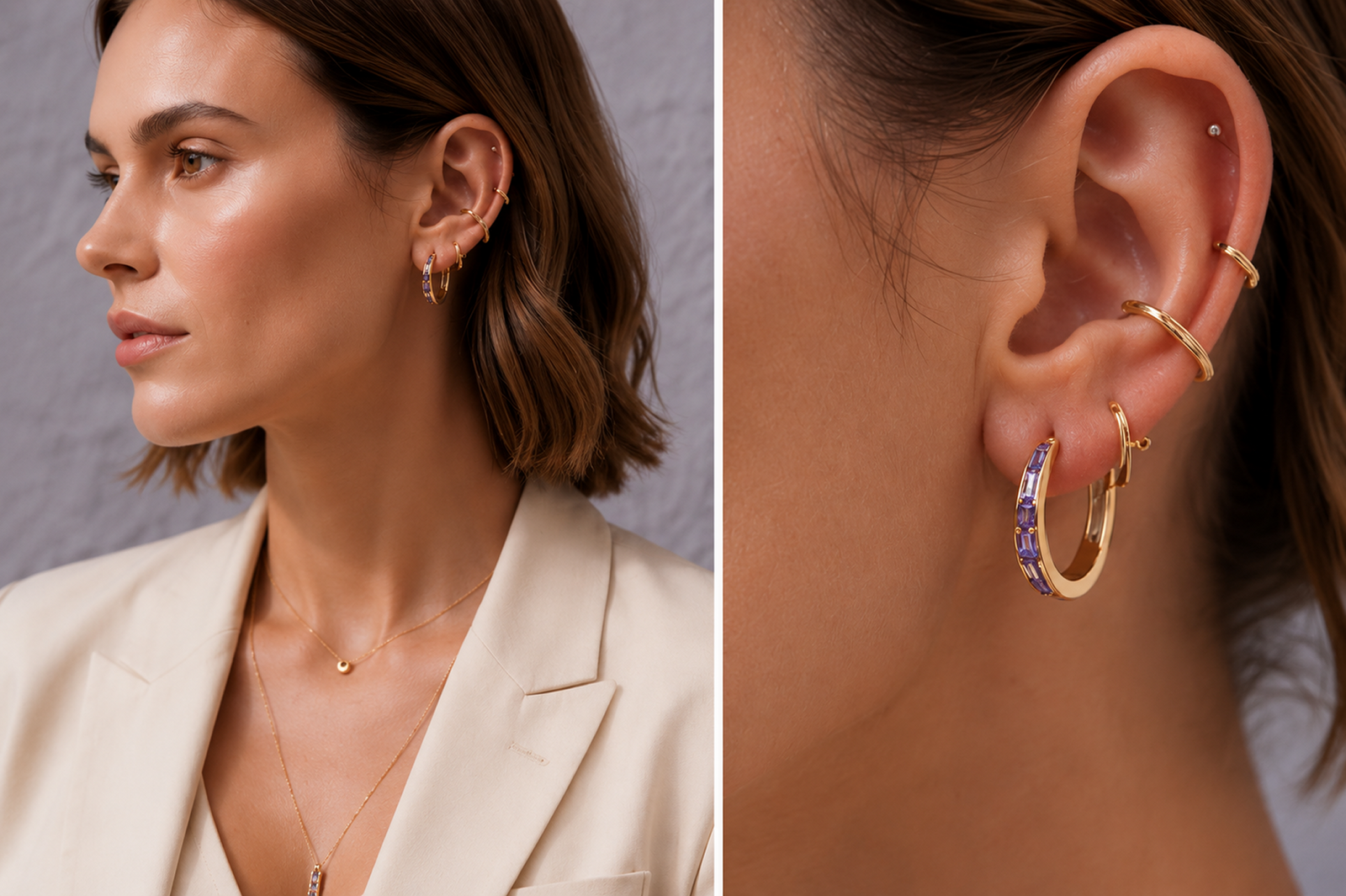 Celestial Gemstone Hoop Earrings