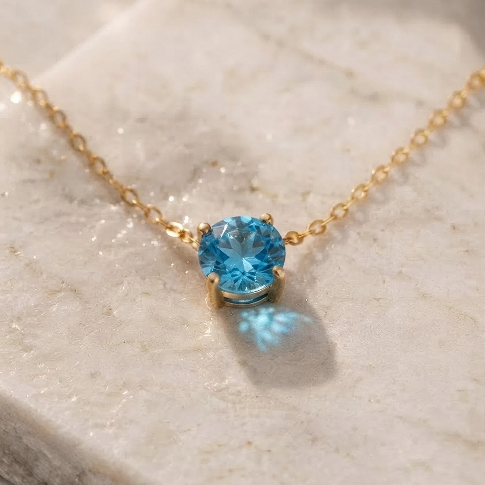 December Blue Topaz Birthstone Necklace
