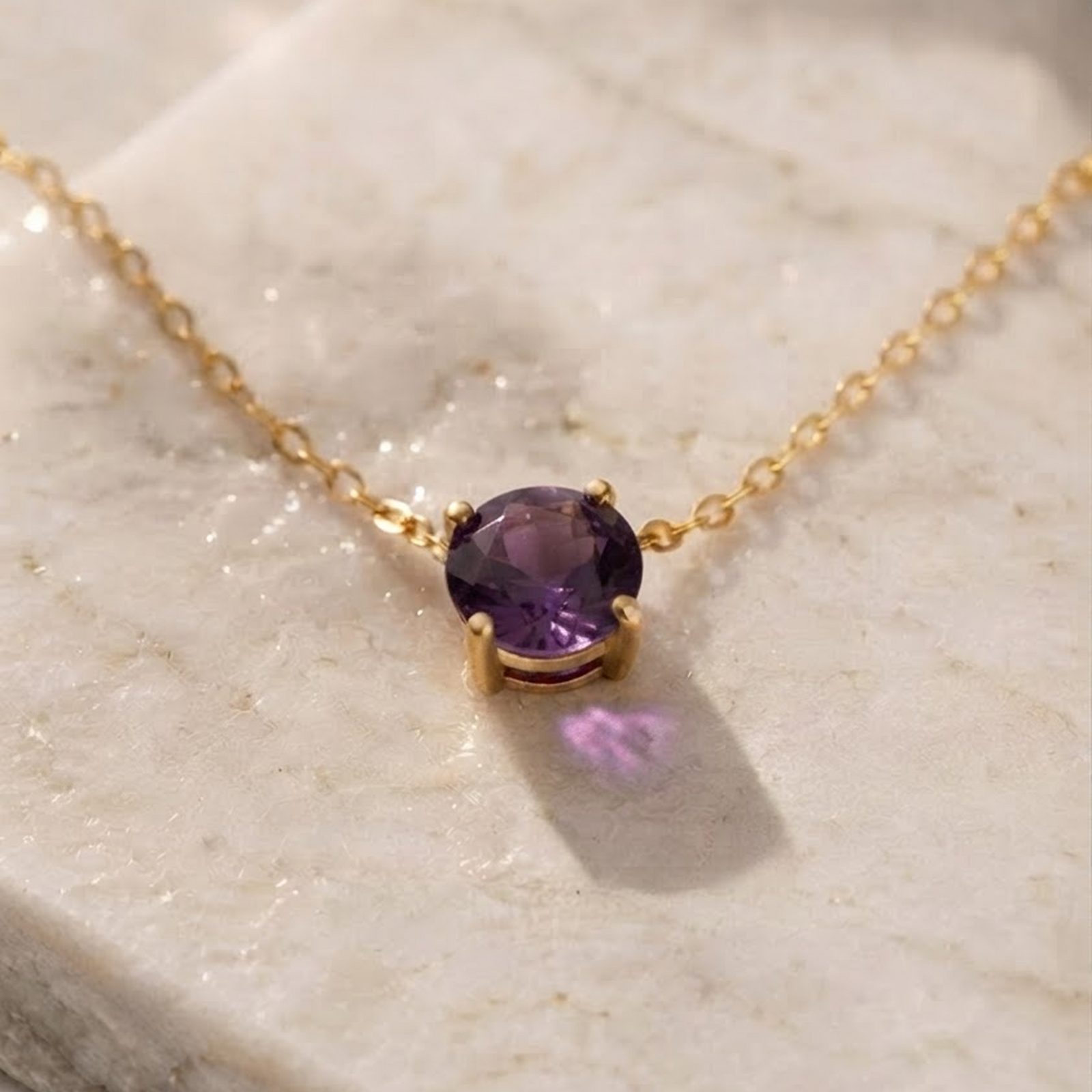 February Amethyst Birthstone Necklace