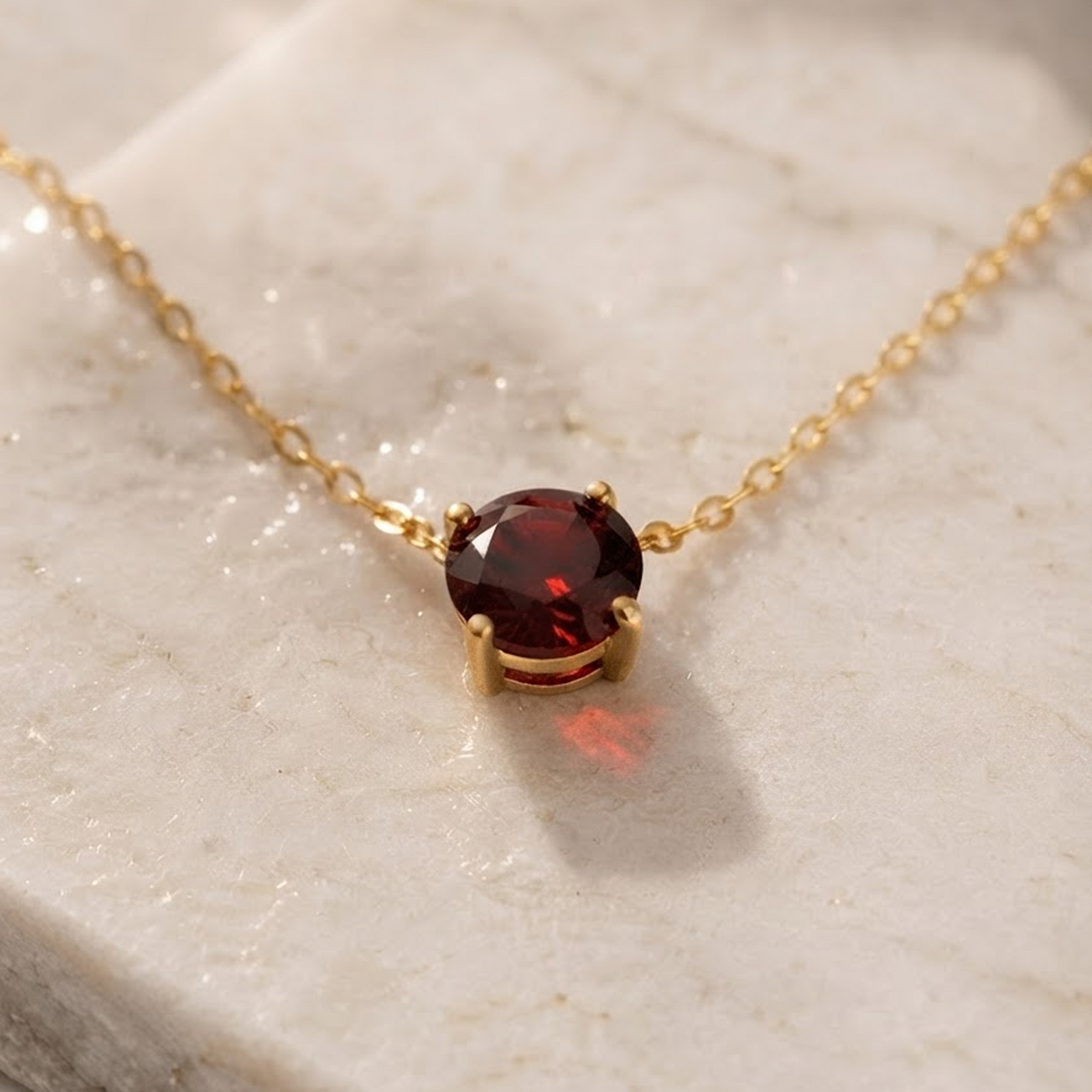January Garnet Birthstone Necklace