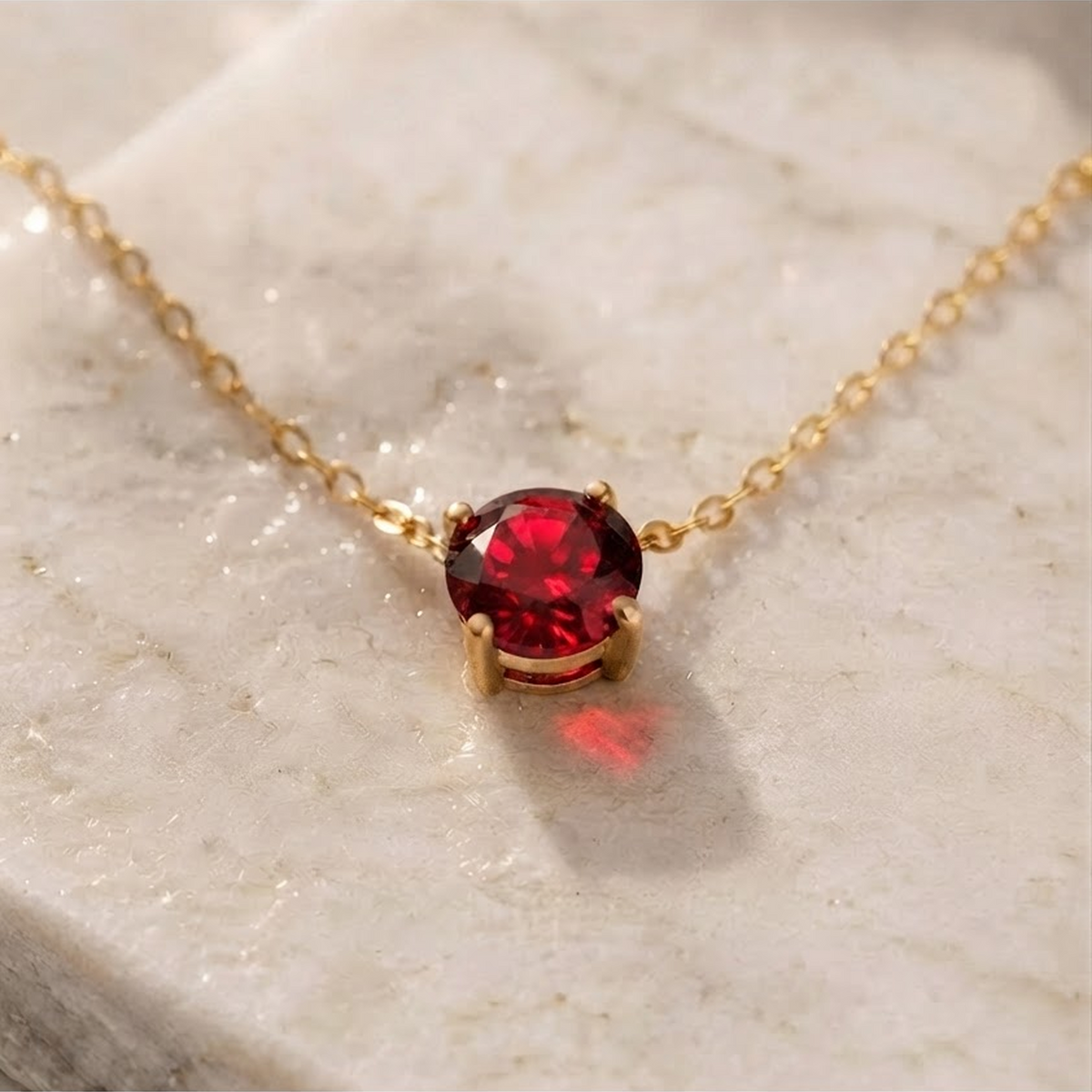 July Ruby Birthstone Necklace