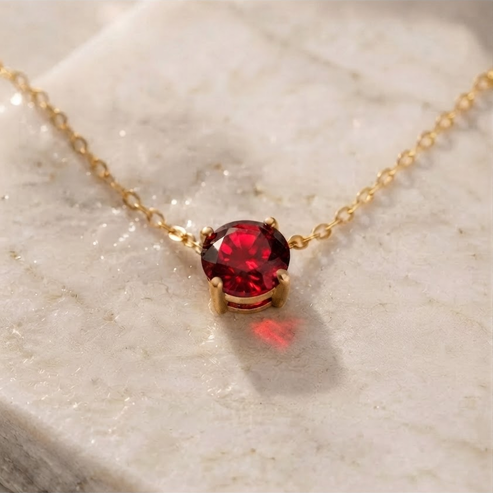 July Ruby Birthstone Necklace