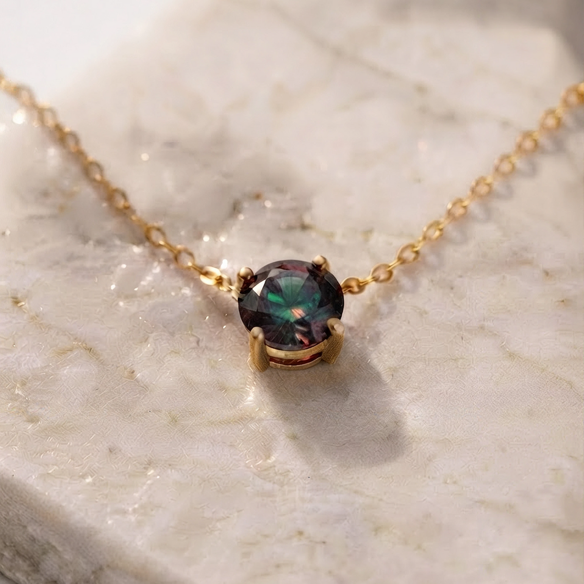 June Alexandrite Birthstone Necklace