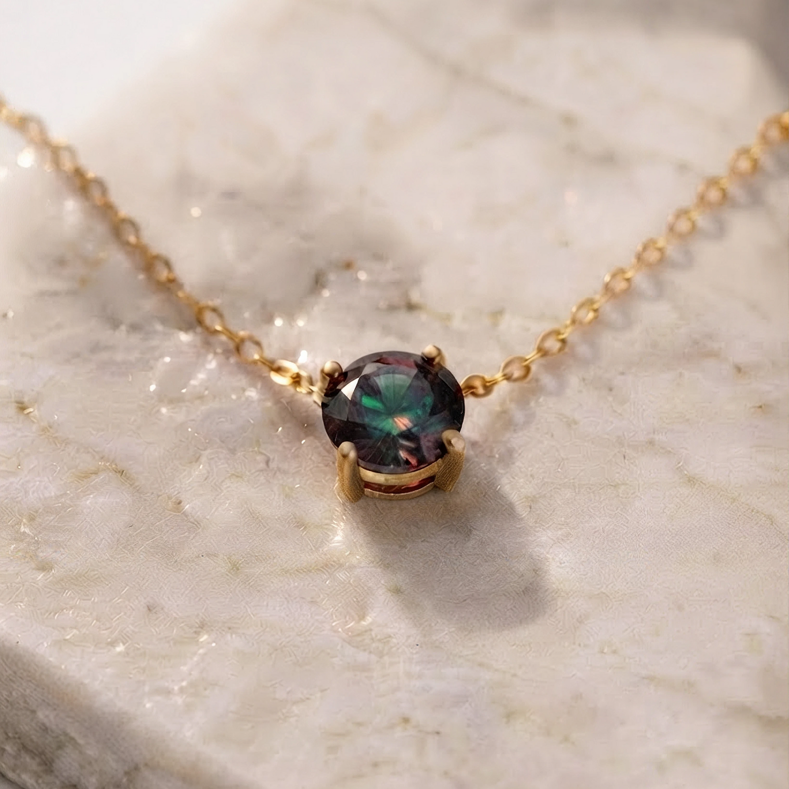 June Alexandrite Birthstone Necklace