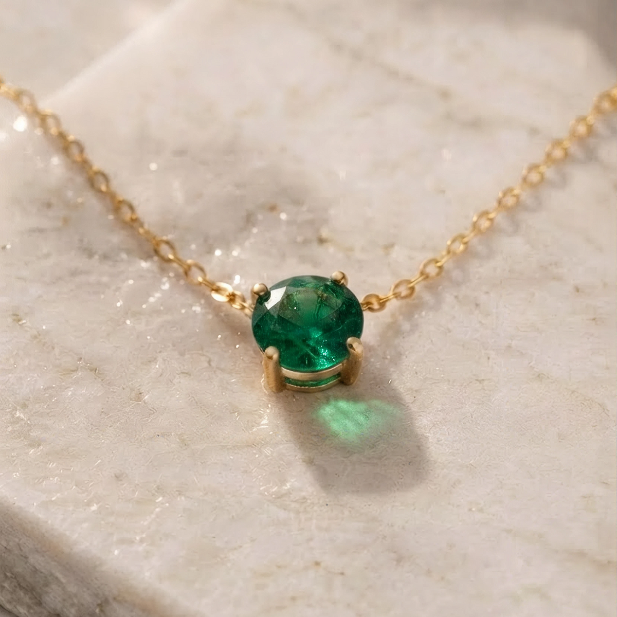May Emerald Birthstone Necklace