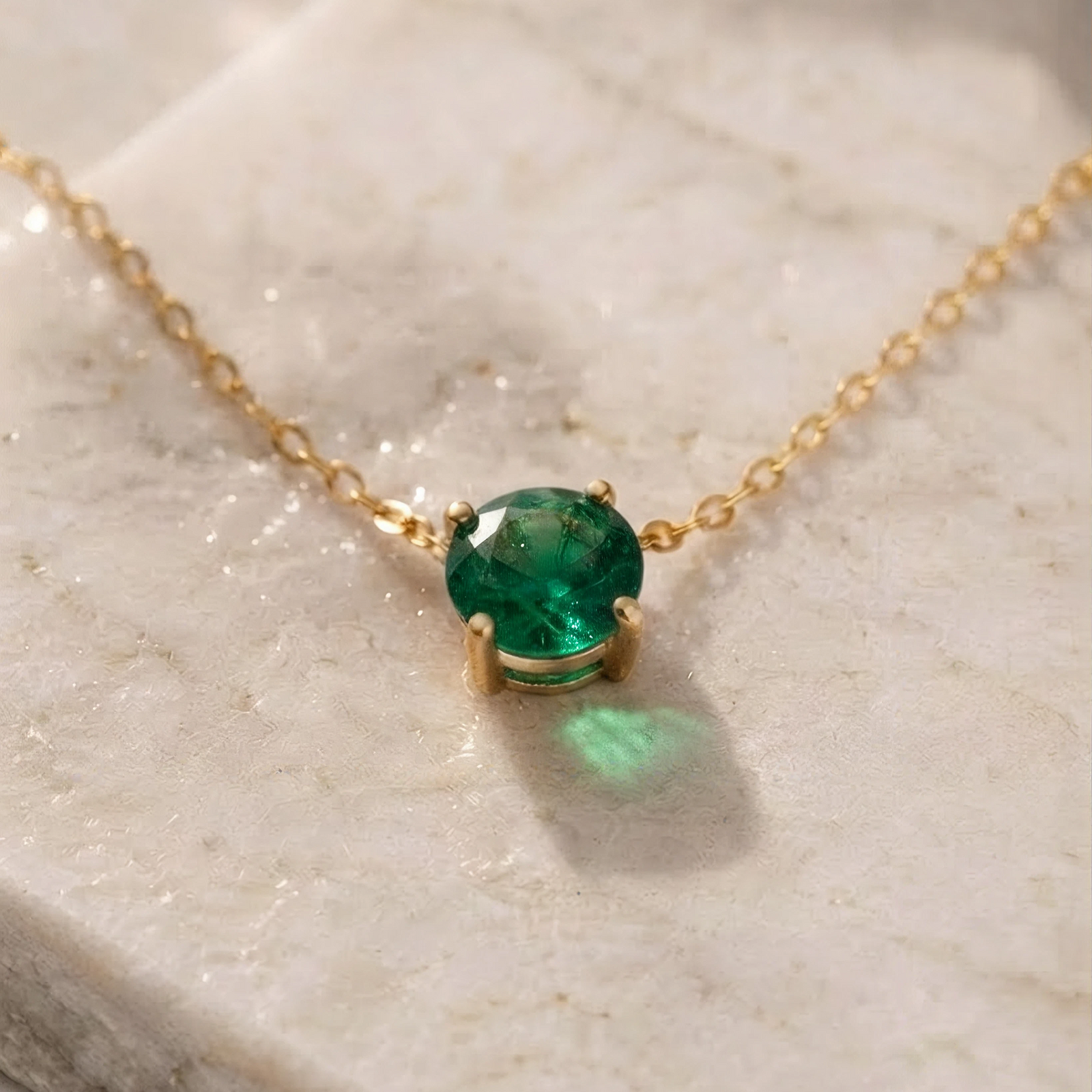 May Emerald Birthstone Necklace