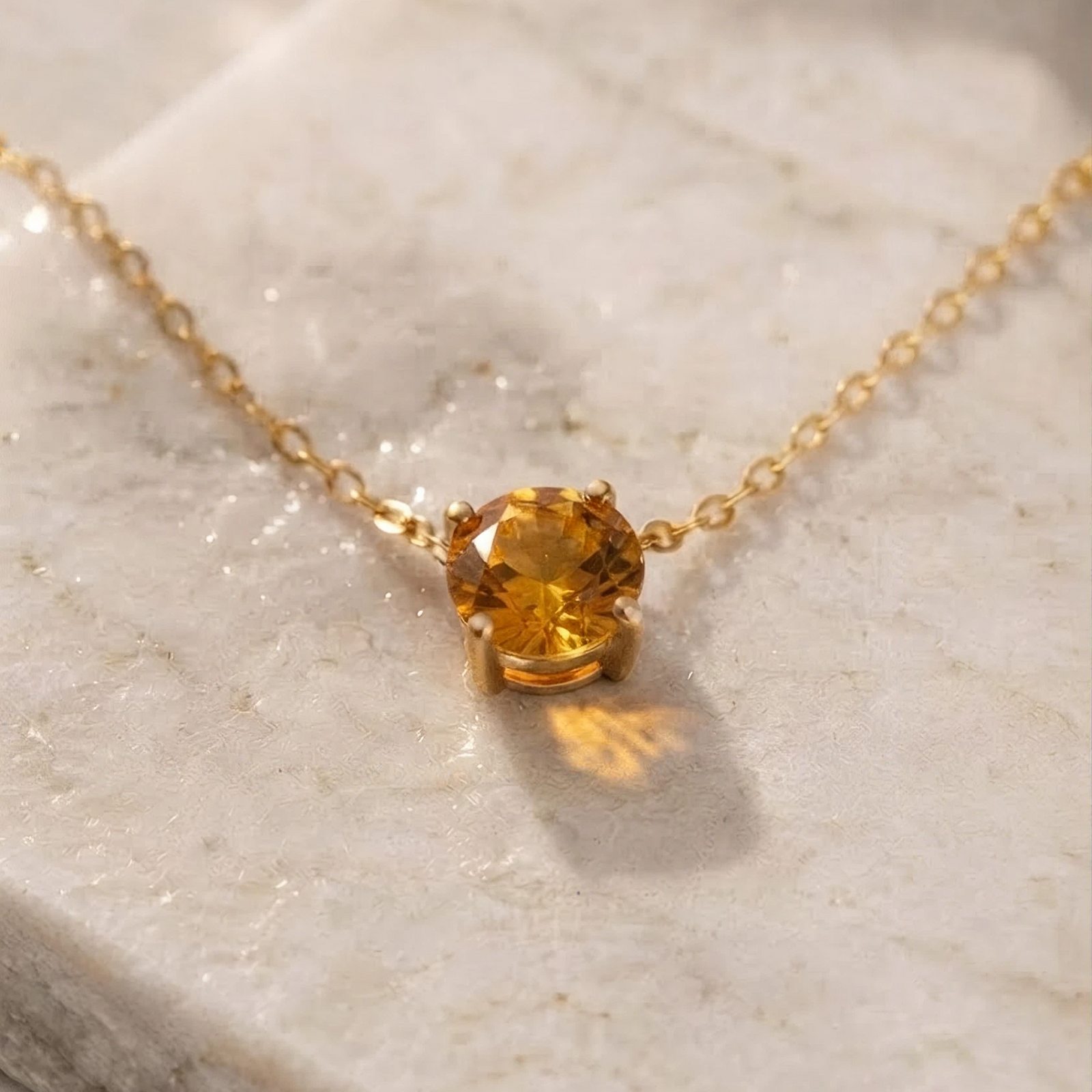 November Citrine Birthstone Necklace